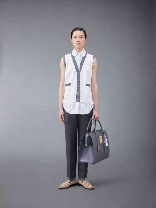 コットンミラノとオックスフォードの4BAR Vネックカーディガンベストシャツコンボ - image 3