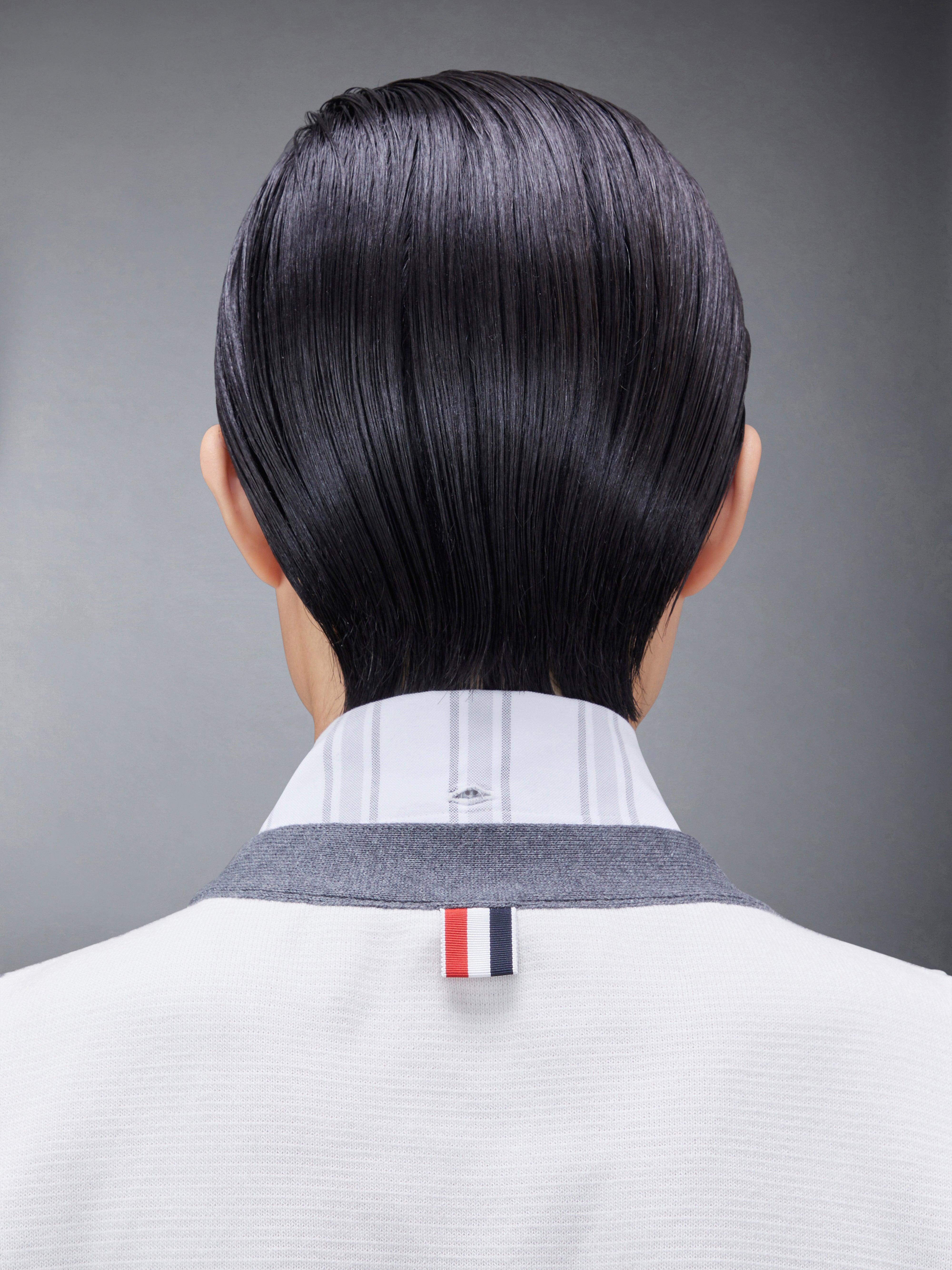 コットンミラノとオックスフォードの4バーVネックカーディガンベスト