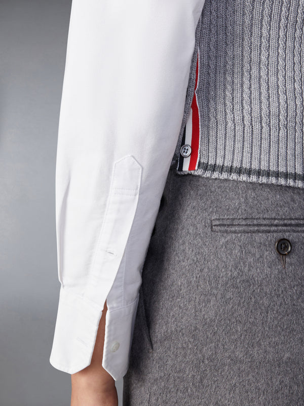MERINO WOOL 4-BAR CROPPED CABLE CARDIGAN VEST