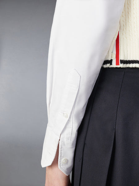 MERINO WOOL 4-BAR CROPPED CABLE CARDIGAN VEST WHITE