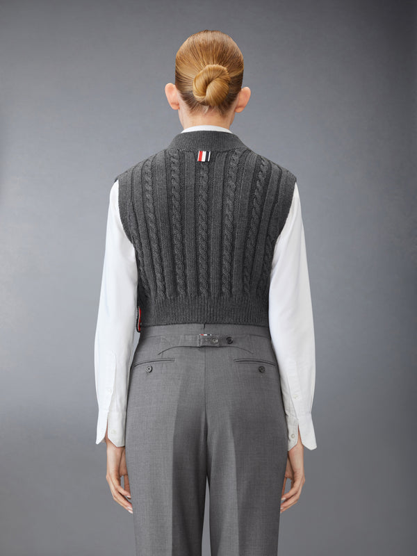 BABY CABLE CROPPED V NECK PULLOVER - image 2