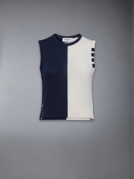 CASHMERE 4-BAR CROPPED SHELL TOP NAVY/WHITE