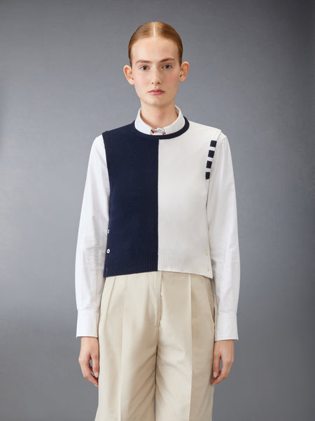 CASHMERE 4-BAR CROPPED SHELL TOP NAVY/WHITE