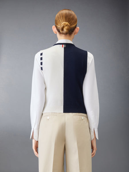 CASHMERE 4-BAR CROPPED SHELL TOP NAVY/WHITE