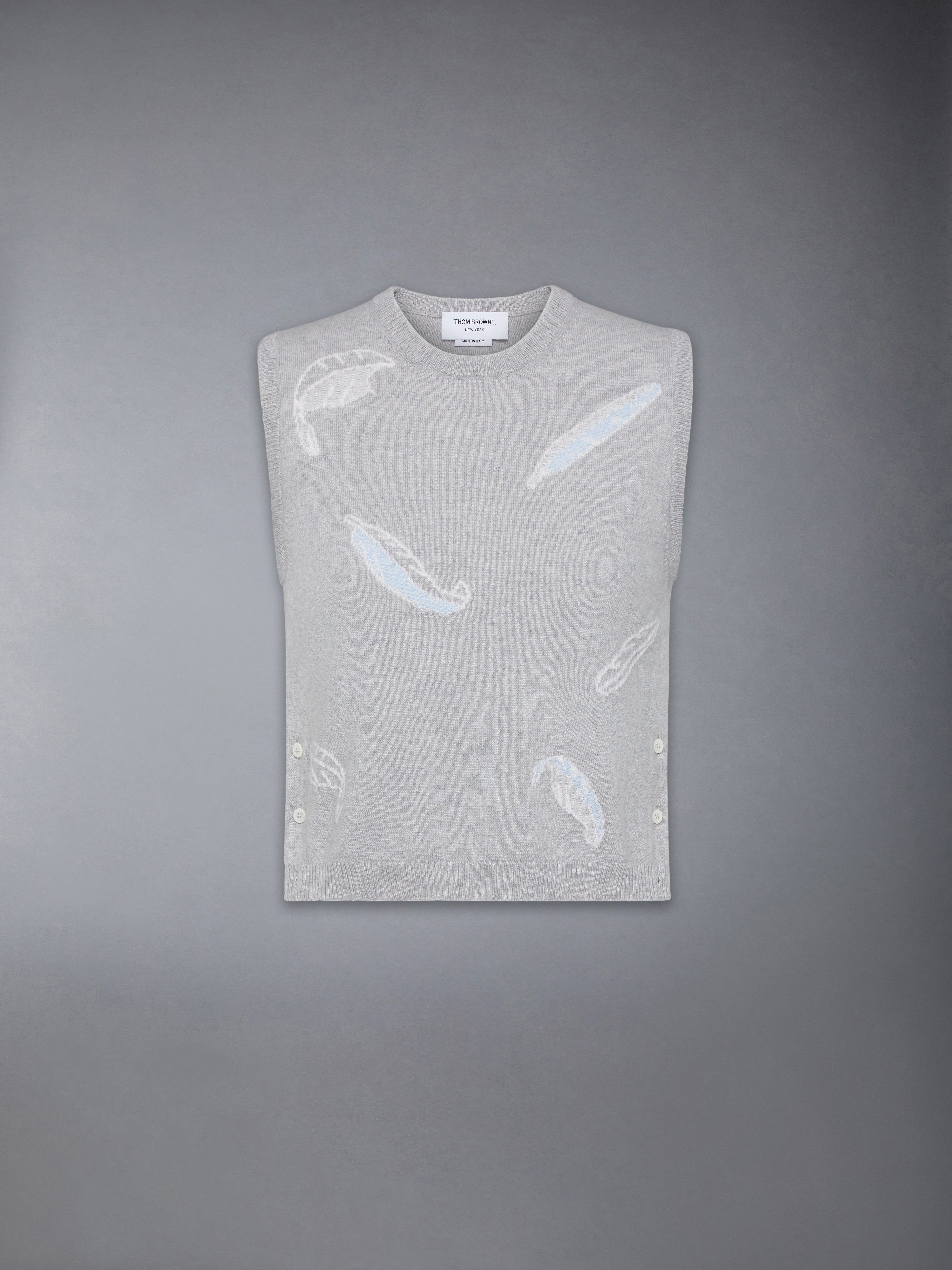 Feather Intarsia Cashmere Cropped Shell Top | Thom Browne