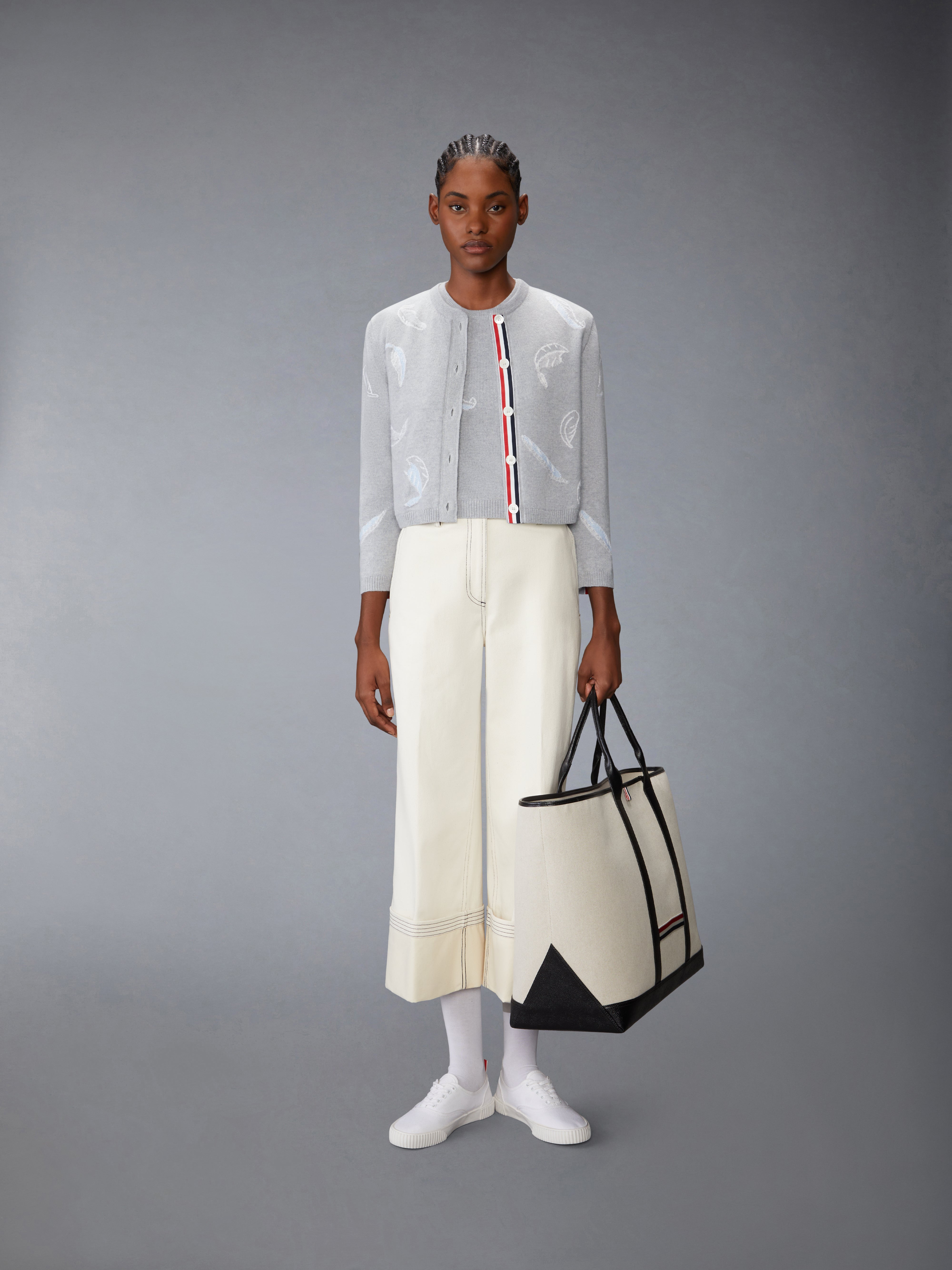 Feather Intarsia Cashmere Cropped Shell Top | Thom Browne
