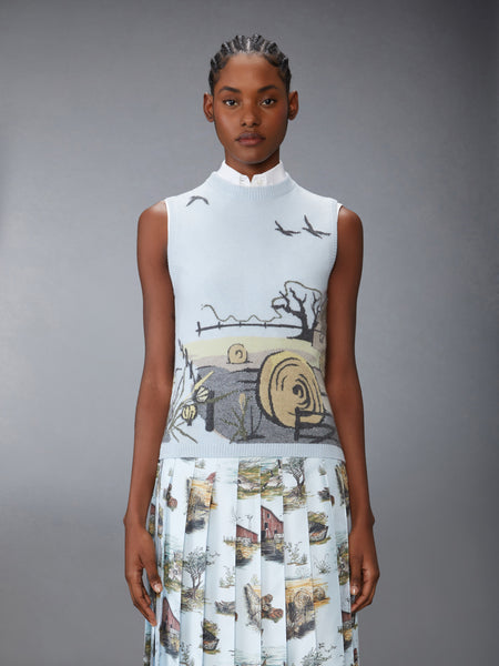 SCENIC INTARSIA CASHMERE SHELL TOP