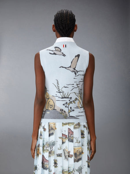 SCENIC INTARSIA CASHMERE SHELL TOP