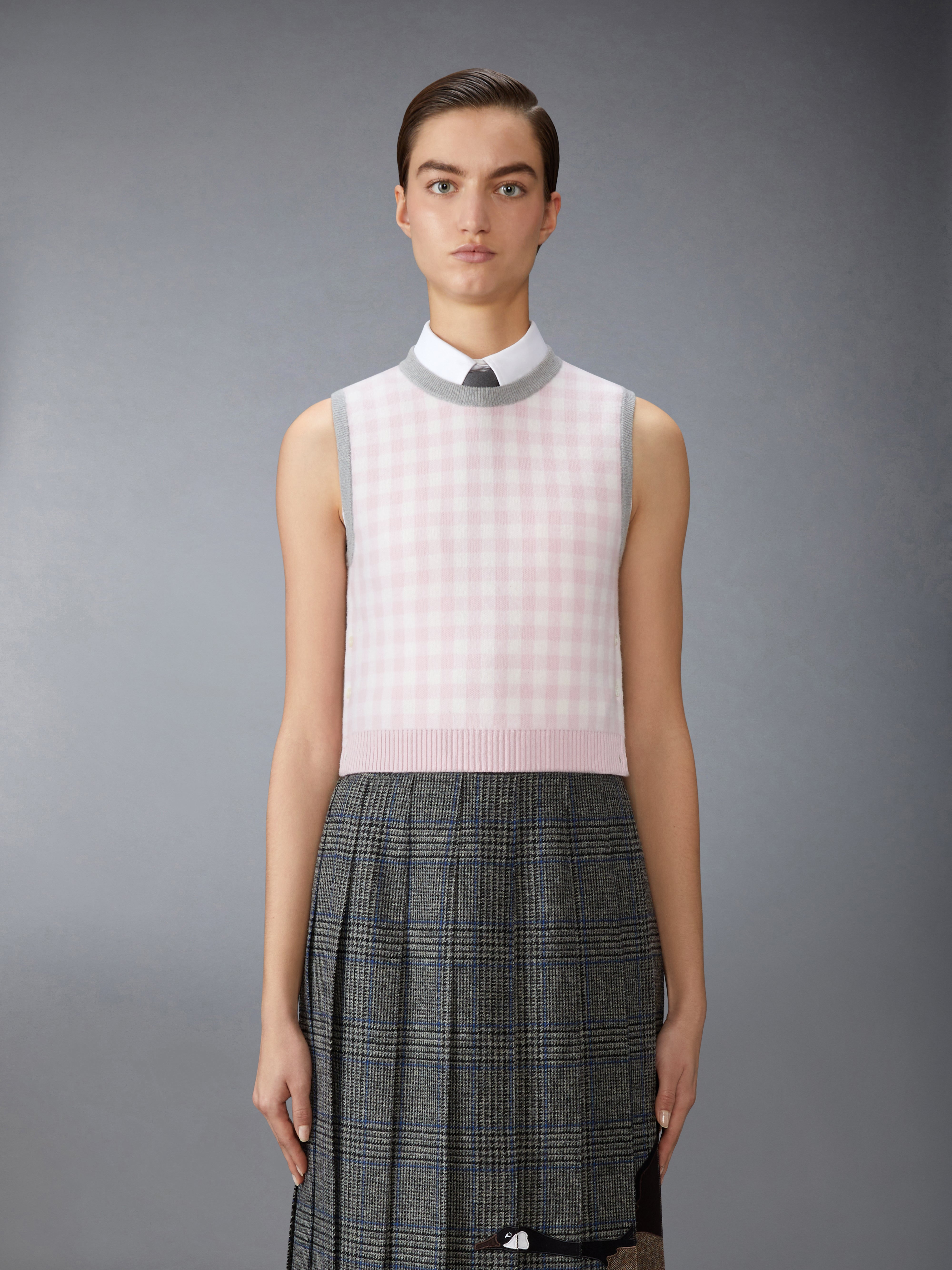 Funmix Gingham Check Jacquard Merino Wool Shell Top | Thom Browne