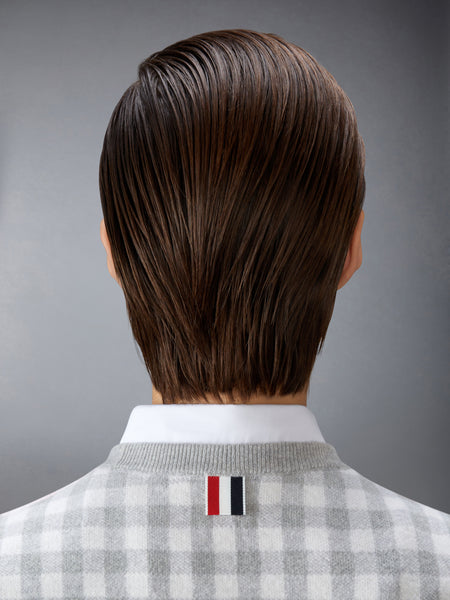 FUNMIX GINGHAM CHECK JACQUARD MERINO WOOL SHELL TOP