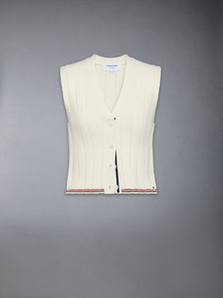 MERINO WOOL CROPPED V NECK CARDIGAN VEST