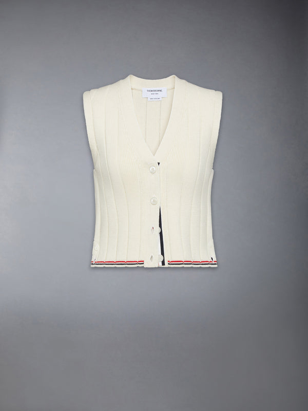 MERINO WOOL CROPPED V NECK CARDIGAN VEST - featured image