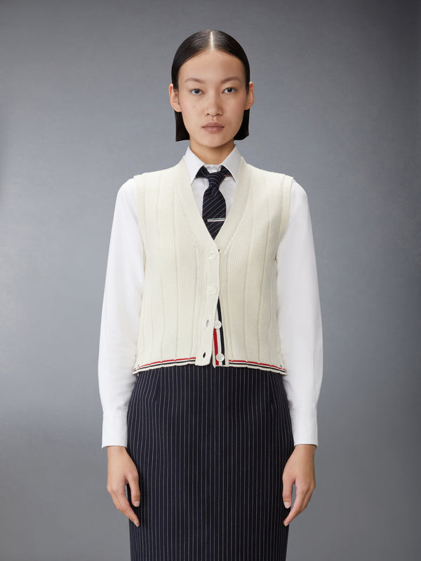 MERINO WOOL CROPPED V NECK CARDIGAN VEST - image 1
