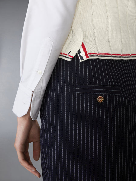 MERINO WOOL CROPPED V NECK CARDIGAN VEST WHITE