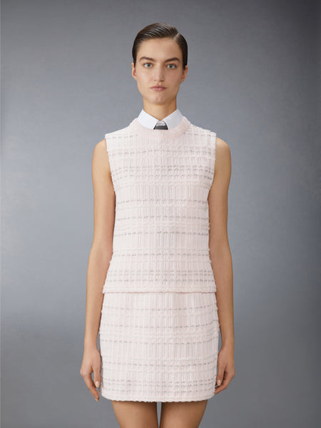 SEERSUCKER KNIT TWEED JACQUARD SHELL TOP
