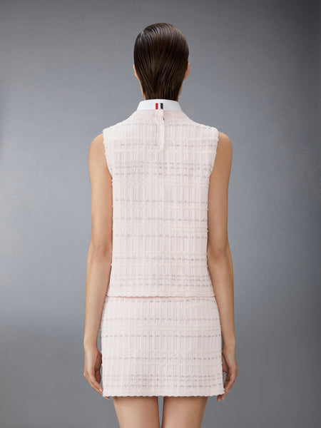 SEERSUCKER KNIT TWEED JACQUARD SHELL TOP