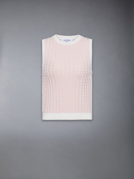 カシミヤ ベビー ケーブル ステッチ シェル トップス ライト ピンク