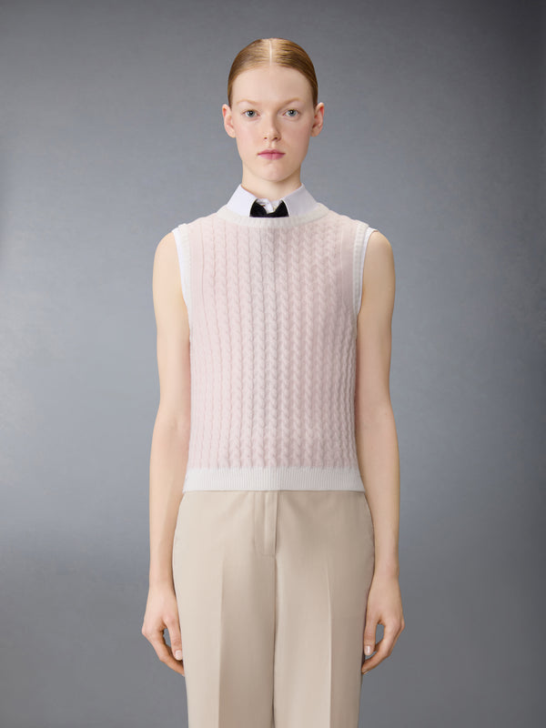 캐시미어 베이비 케이블 스티치 쉘 탑 - image 1