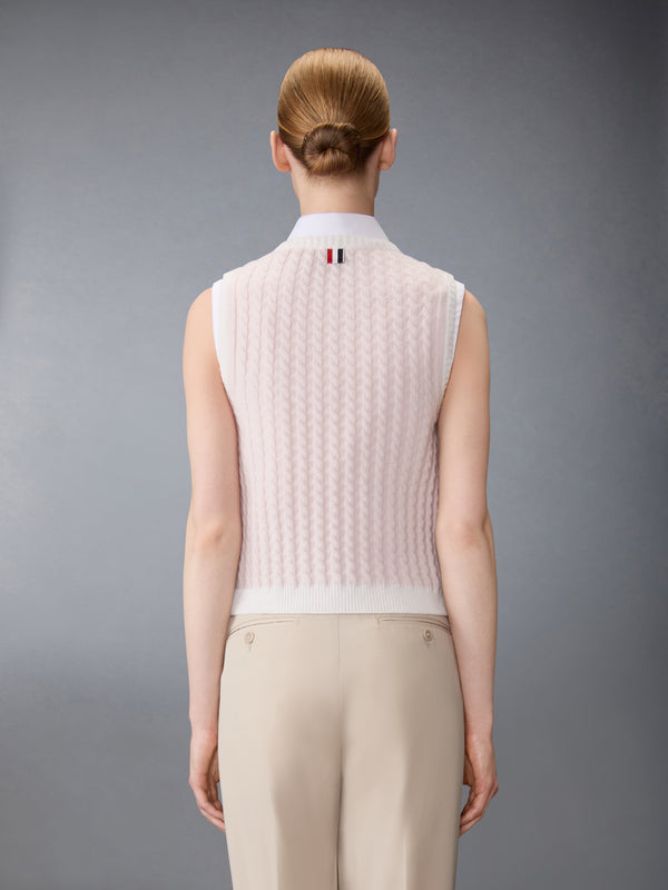 캐시미어 베이비 케이블 스티치 쉘 탑 - image 2