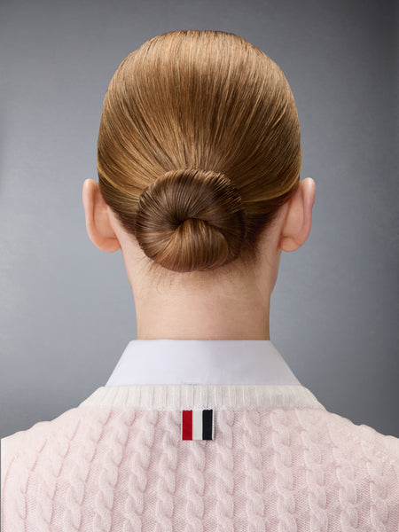 カシミヤ ベビー ケーブル ステッチ シェル トップス ライト ピンク