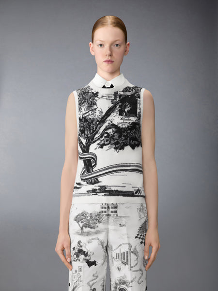 CASHMERE HECTOR TOILE SHELL TOP WHITE