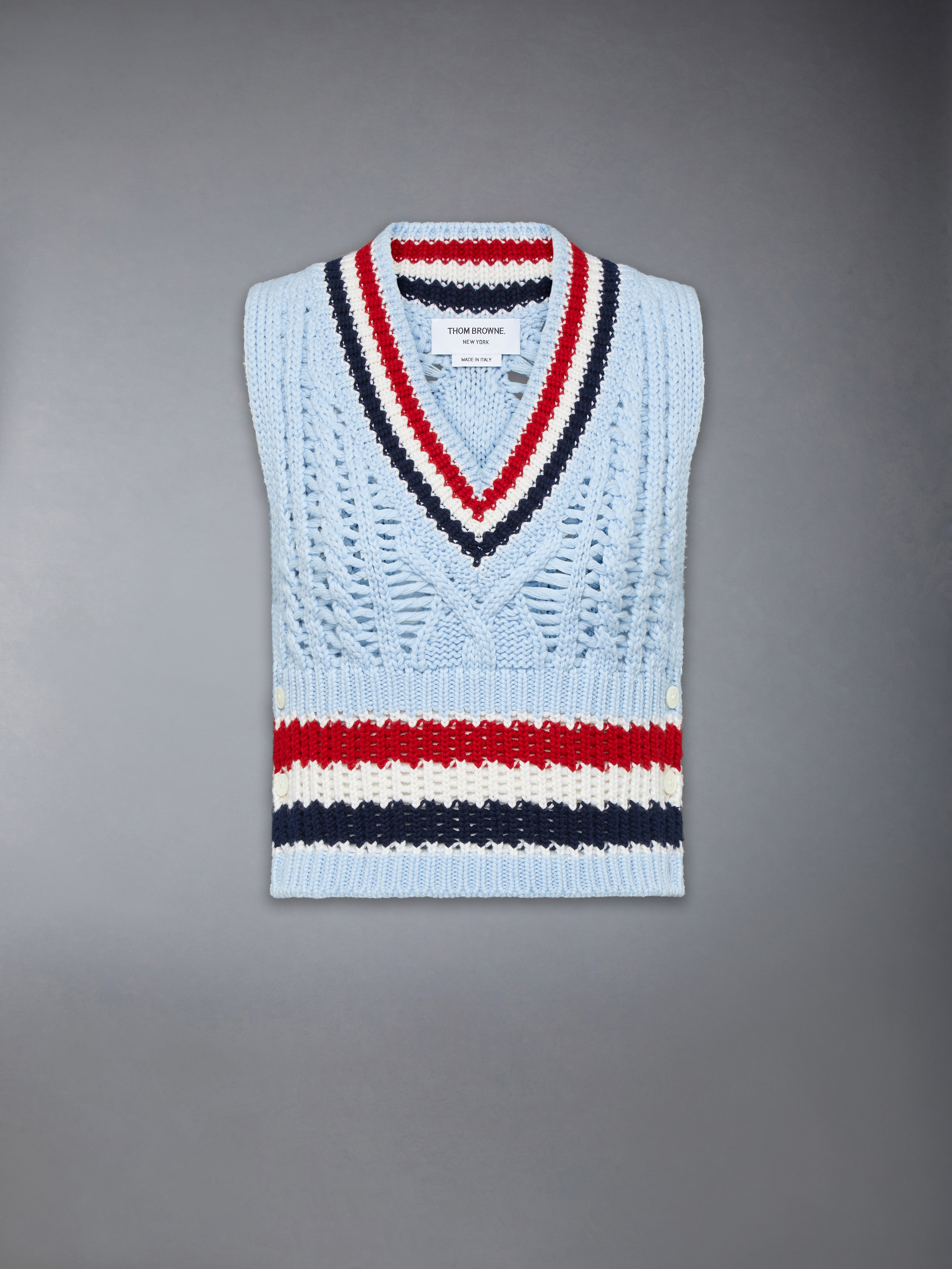 Cashmere Rwb Stripe Chunky Shrunken Vest | Thom Browne