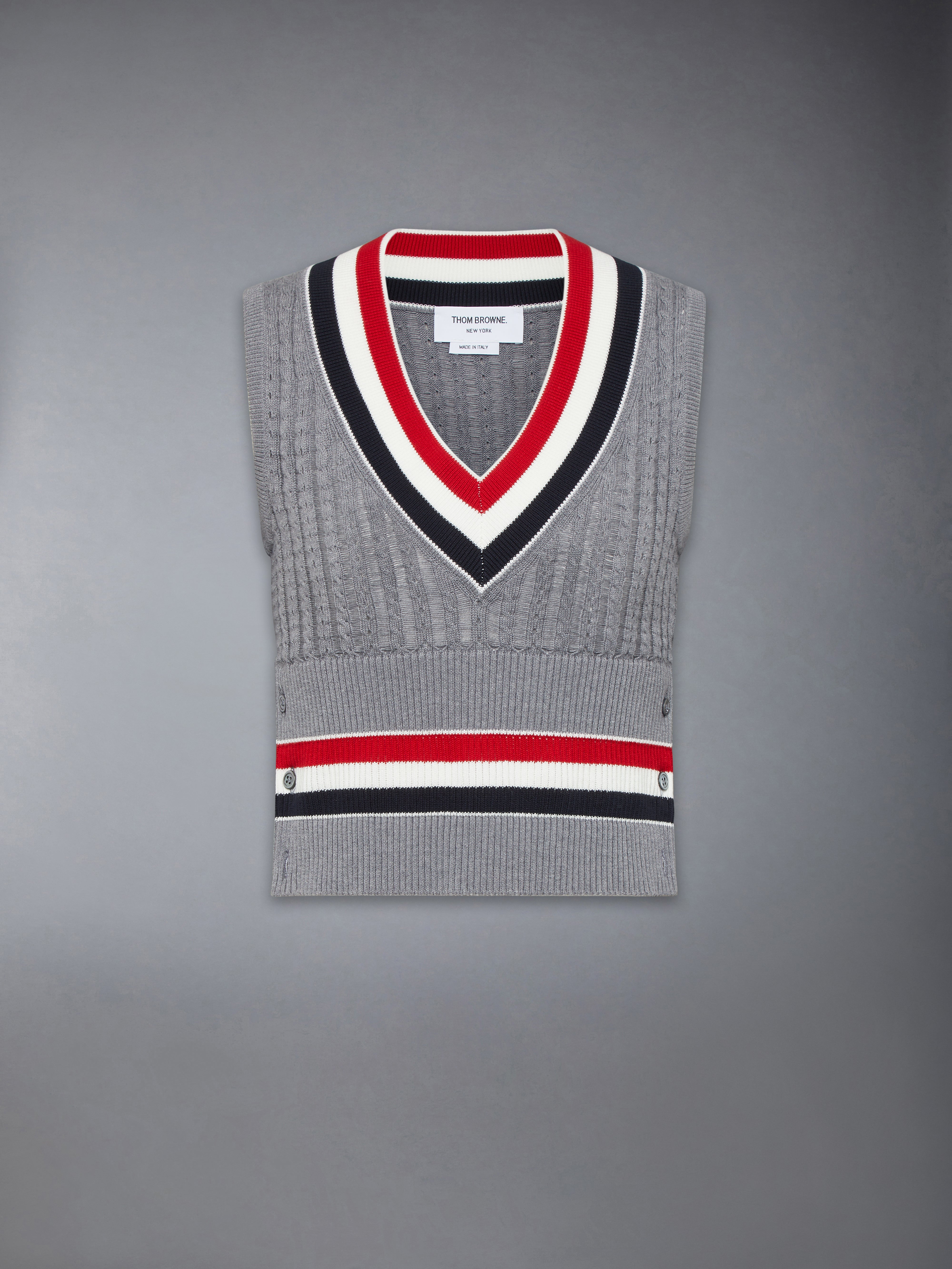 Cricket Rwb Stripe Baby Ladder Cable Shrunken Vest | Thom Browne