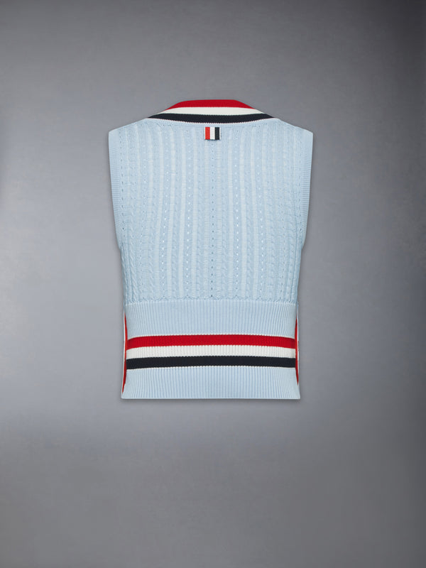 CRICKET RWB STRIPE BABY LADDER CABLE SHRUNKEN VEST - image 7