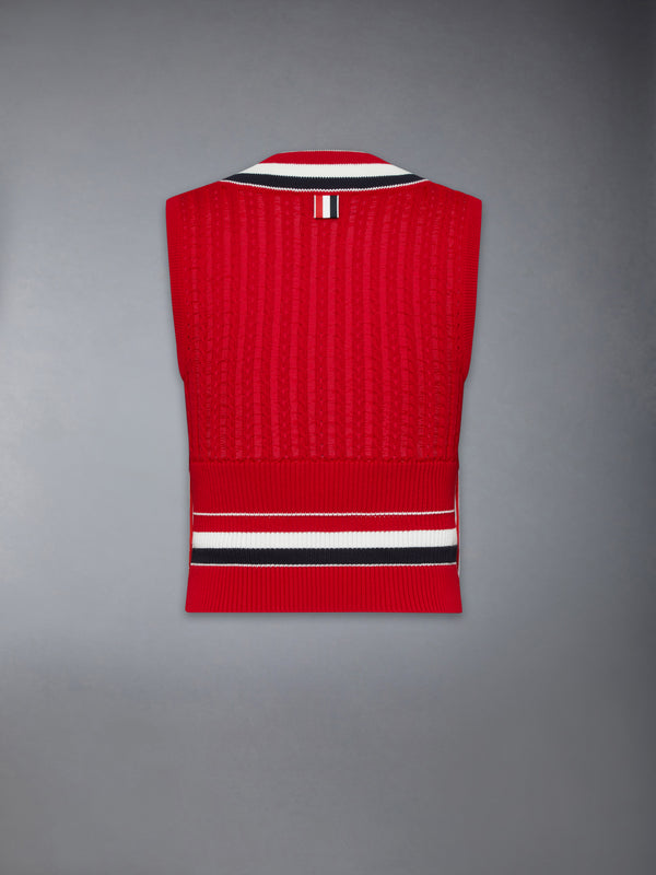CRICKET RWB STRIPE BABY LADDER CABLE SHRUNKEN VEST - image 6