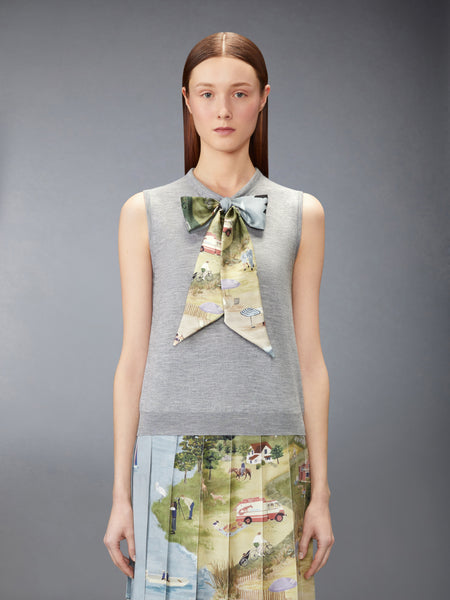 NANTUCKET SCENIC CASHMERE SILK SHELL TOP LT GREY