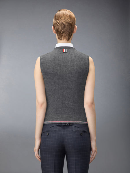 MERINO WOOL RWB STRIPE SHELL TOP MED GREY