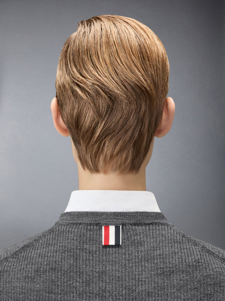 MERINO WOOL RWB STRIPE SHELL TOP MED GREY