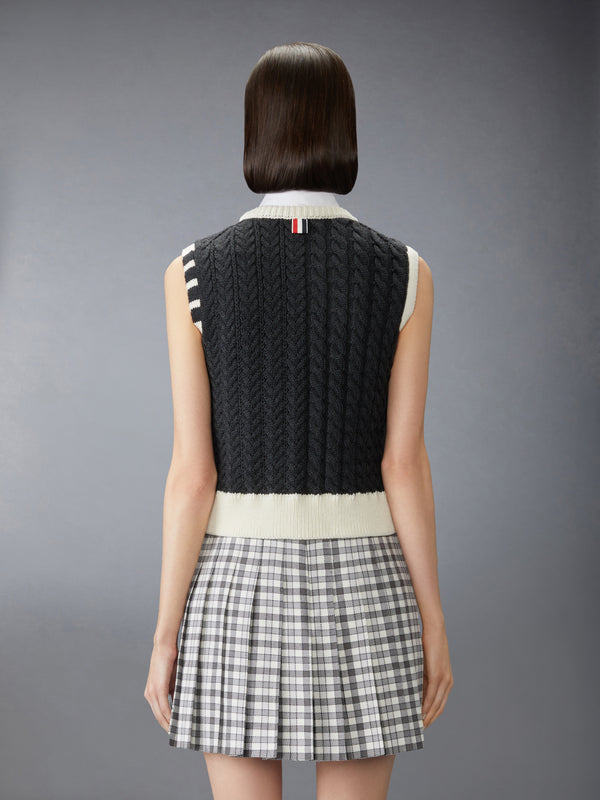 MERINO WOOL ARAN CABLE SHELL TOP - image 2