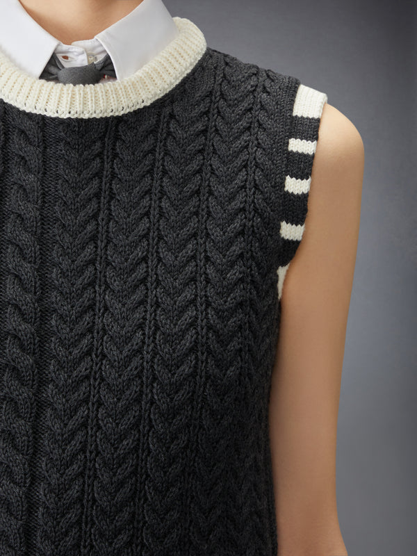 MERINO WOOL ARAN CABLE SHELL TOP - image 5