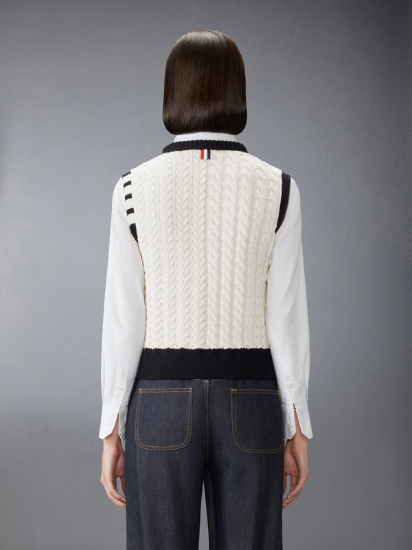 MERINO WOOL ARAN CABLE SHELL TOP - image 2