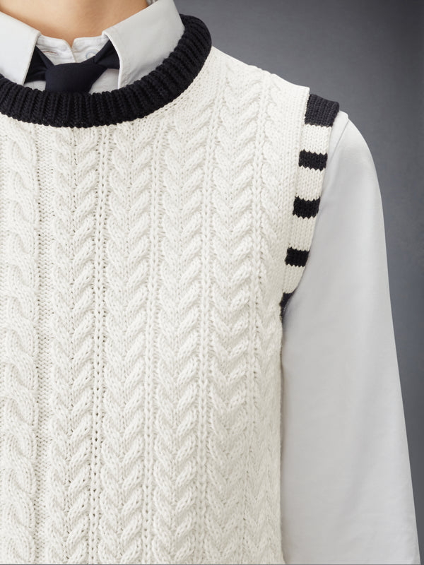 MERINO WOOL ARAN CABLE SHELL TOP - image 4