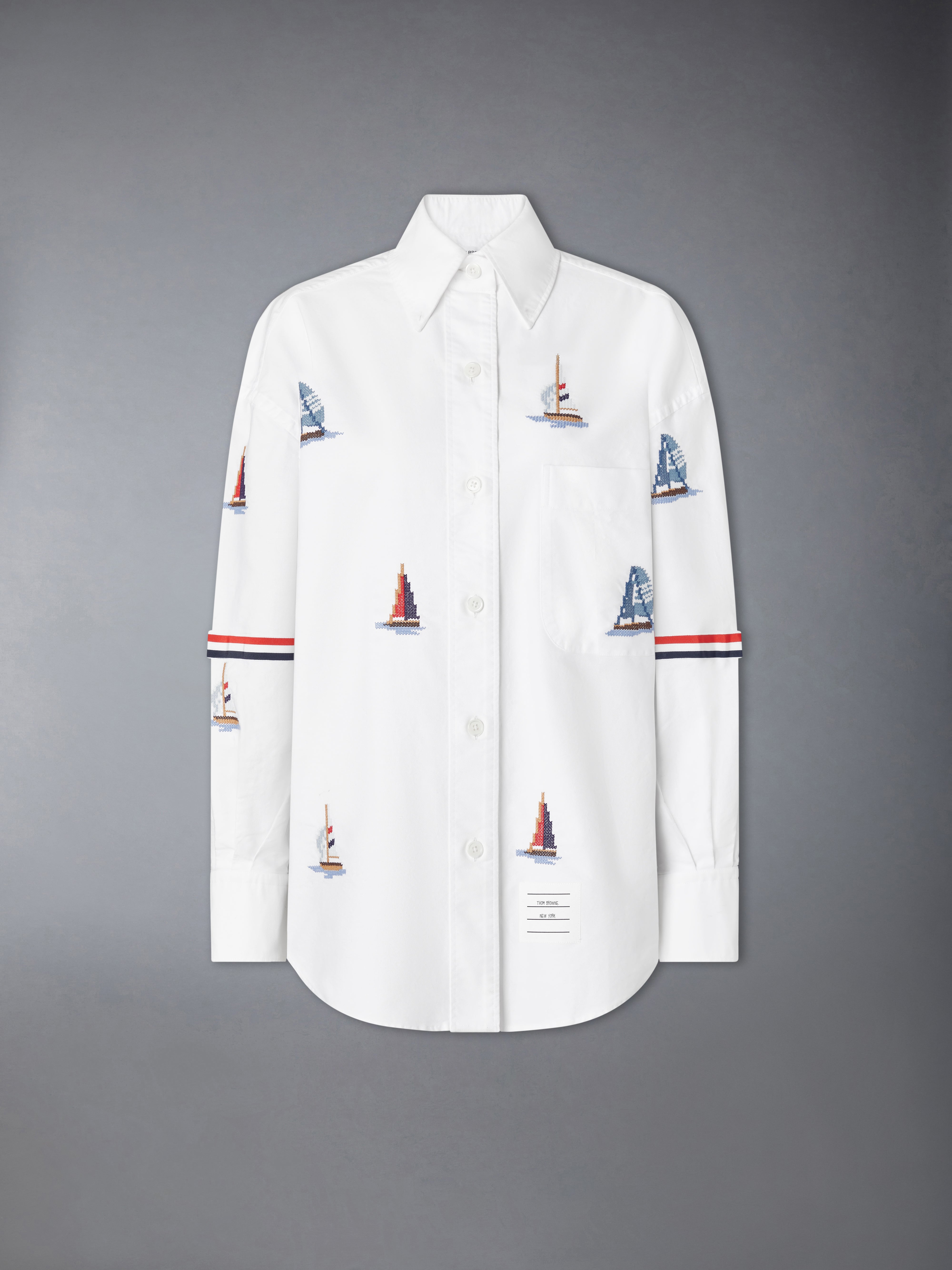 トップス THOM BROWNE Sailboat Stitch Supersized Shirt | Thom Browne