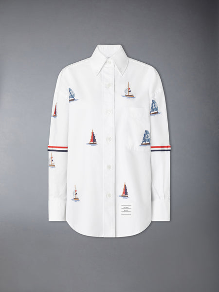 SAILBOAT STITCH SUPERSIZED SHIRT WHITE