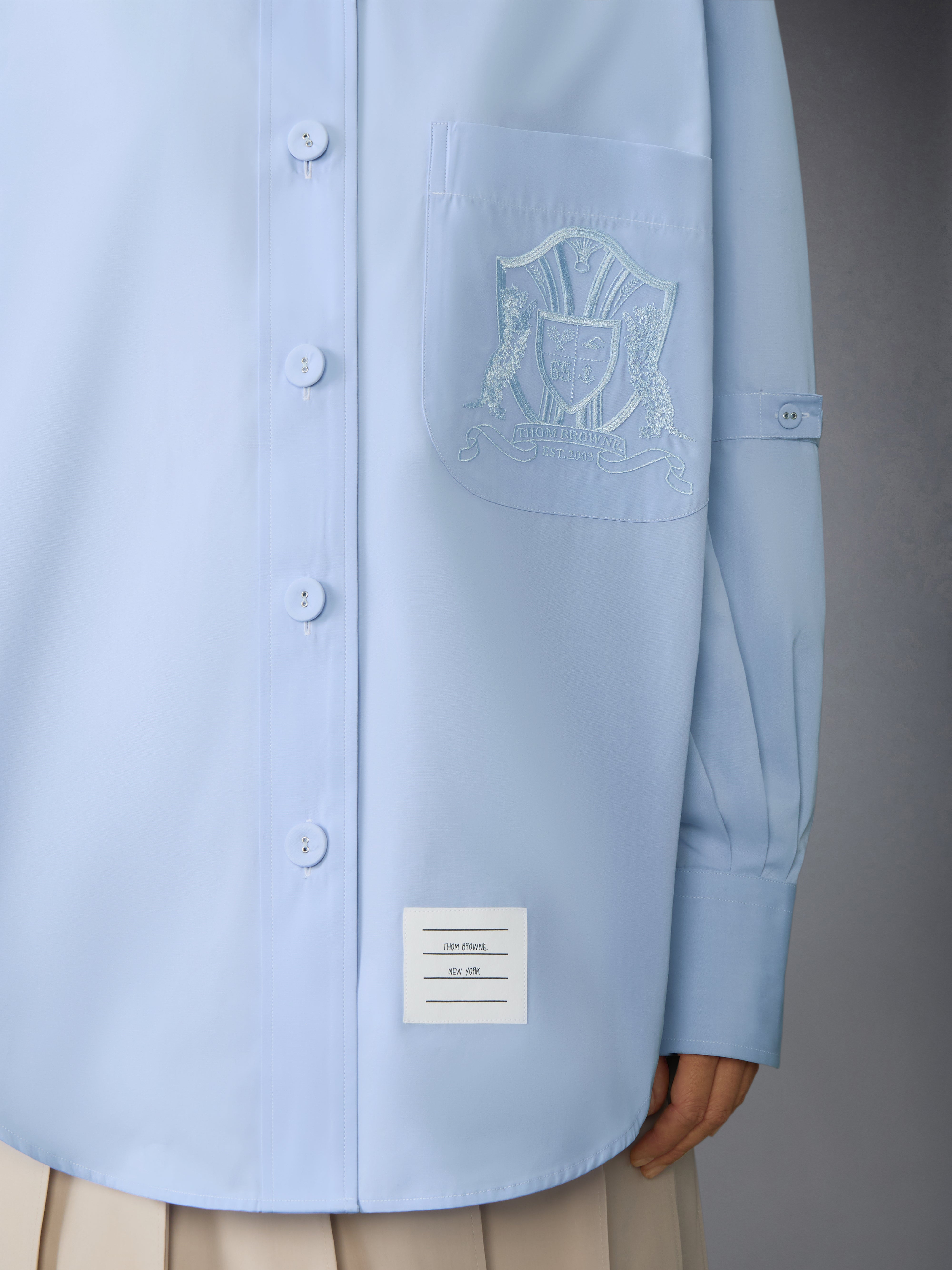 THOM BROWNE ボウタイ付きシャツドレス 36 THOM BROWNE/トムブラウン_women通販 | ネイビー クラシック コットン