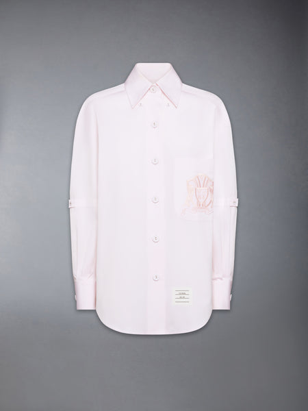 SOLID POPLIN CREST EMBROIDERY ARMBAND SUPERSIZED SHIRT LT PINK