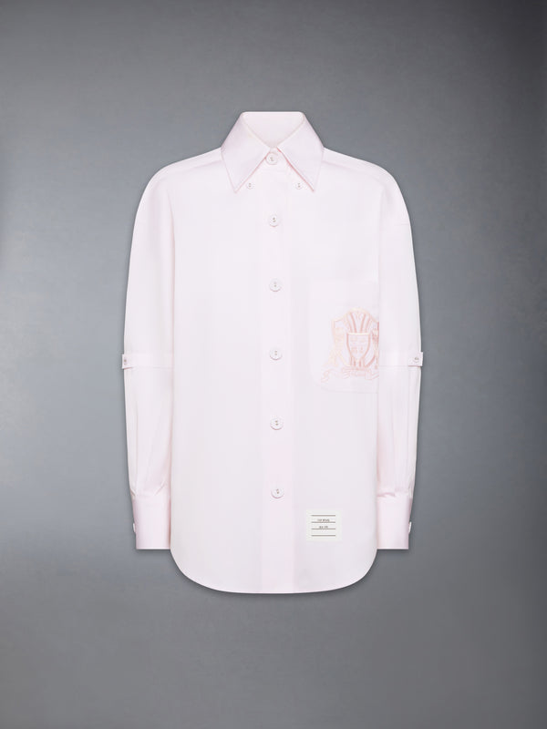 SOLID POPLIN CREST EMBROIDERY ARMBAND SUPERSIZED SHIRT - featured image