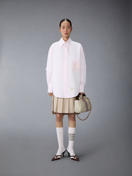 SOLID POPLIN CREST EMBROIDERY ARMBAND SUPERSIZED SHIRT LT PINK