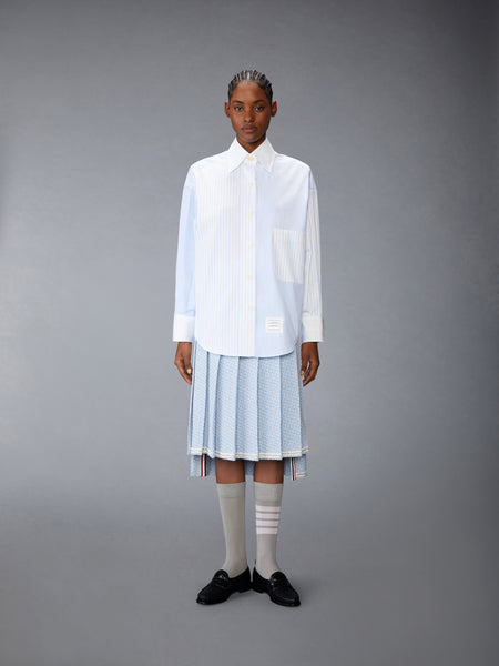 POPLIN PINSTRIPE FUNMIX MICRO UNIVERSITY STRIPED SUPERSIZED LONG SLEEVE SHIRT