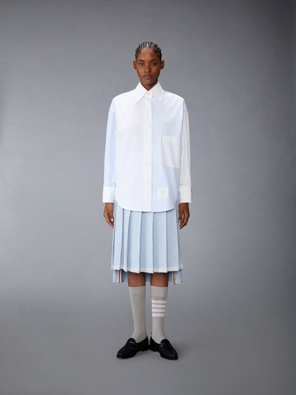 POPLIN PINSTRIPE FUNMIX MICRO UNIVERSITY STRIPED SUPERSIZED LONG SLEEVE SHIRT - image 3