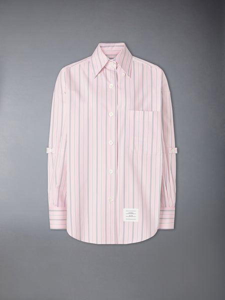 HAIRLINE STRIPE POPLIN SUPERSIZED SHIRT LT PINK