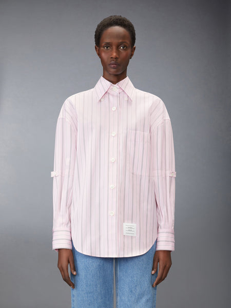 HAIRLINE STRIPE POPLIN SUPERSIZED SHIRT LT PINK