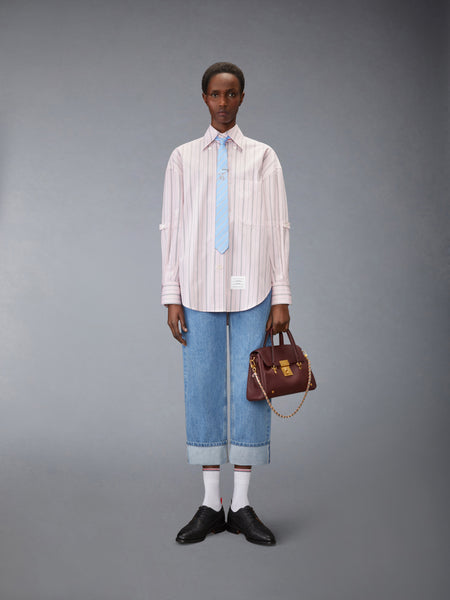 HAIRLINE STRIPE POPLIN SUPERSIZED SHIRT LT PINK