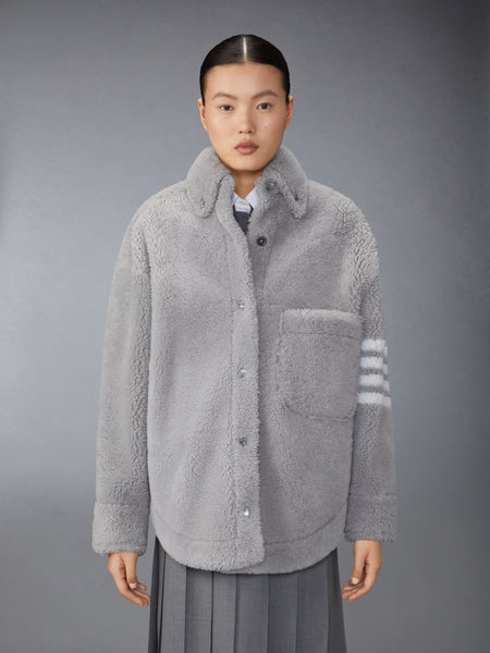 SHEARLING 4-BAR SUPERSIZED SHIRT JACKET MED GREY