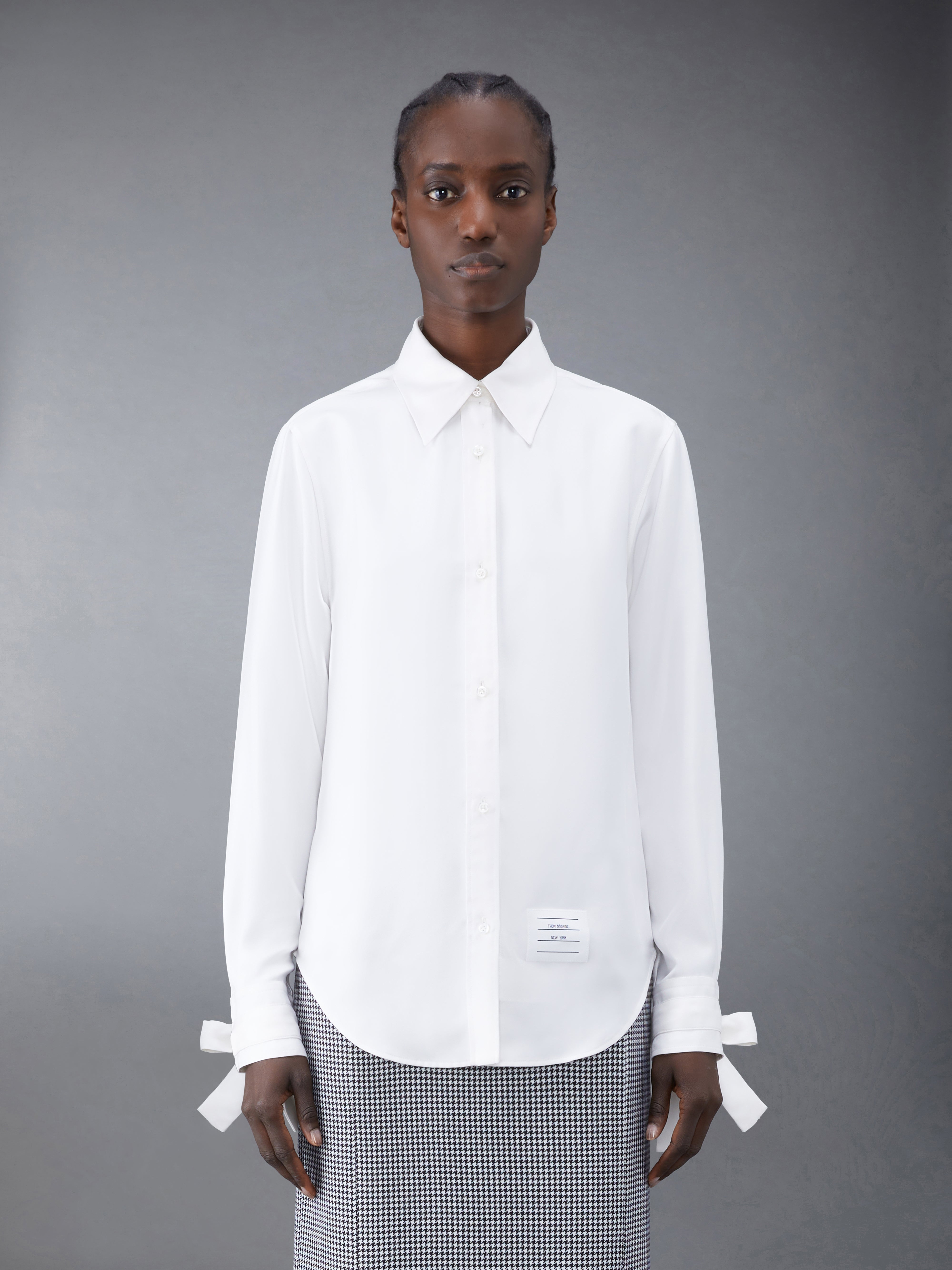 Silk Twill Scarf Cuff Easy Fit Shirt | Thom Browne