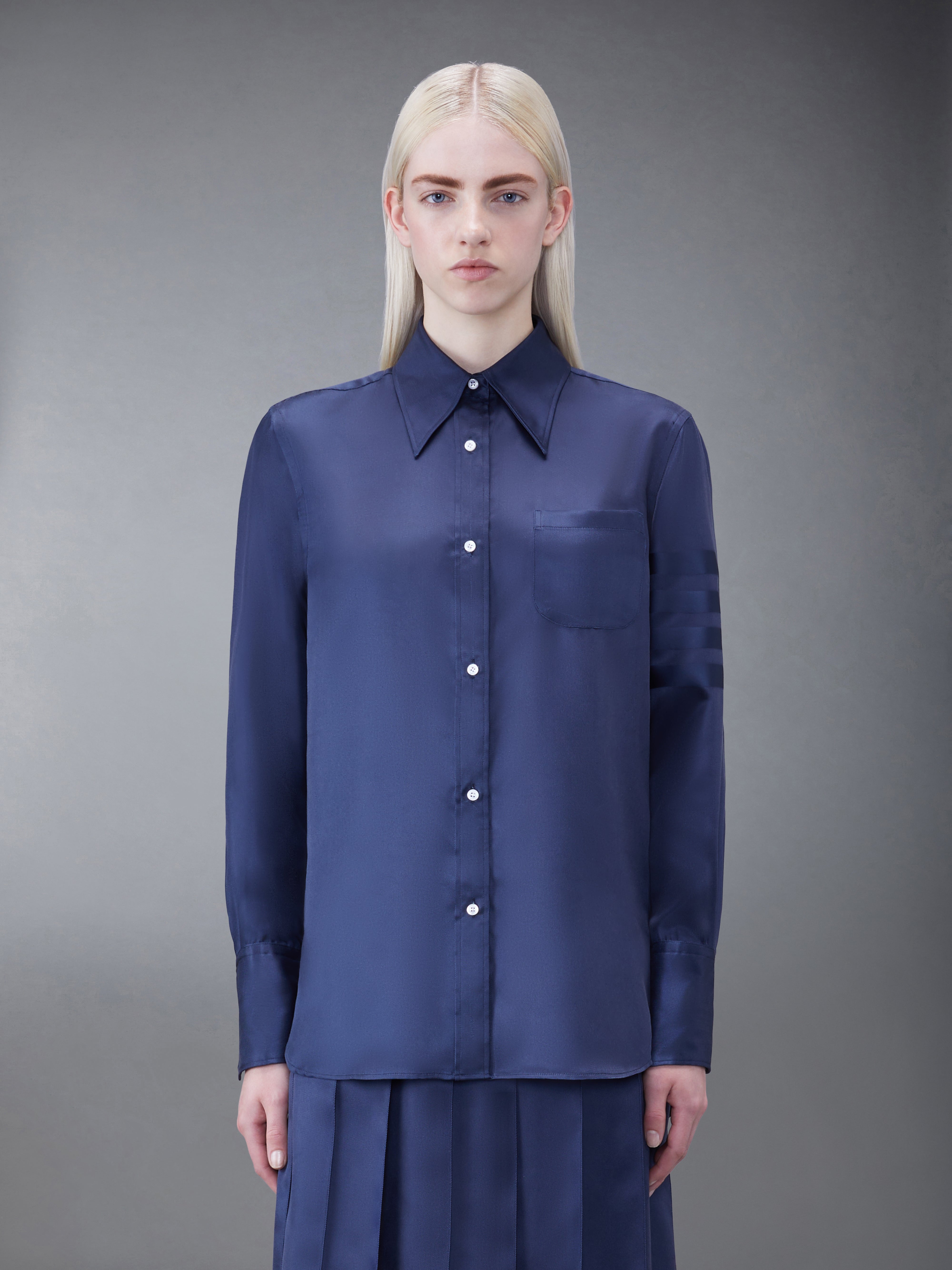 Silk Twill 4 Bar Oversized Shirt | Thom Browne